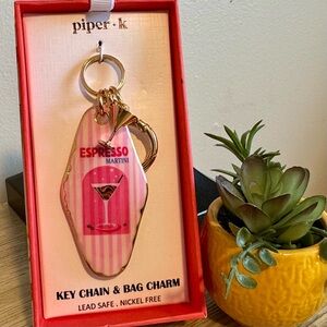 Piper K Espresso Martini Bag Charm Hotel Key Chain - NEW